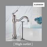 thumbnail of NALA | Grifo de baño alto Vintage Hotel Gastro plateado cepillado | Retro de acero inoxidable premium para fregadero alto|Grifo mezclador 2 conexiones