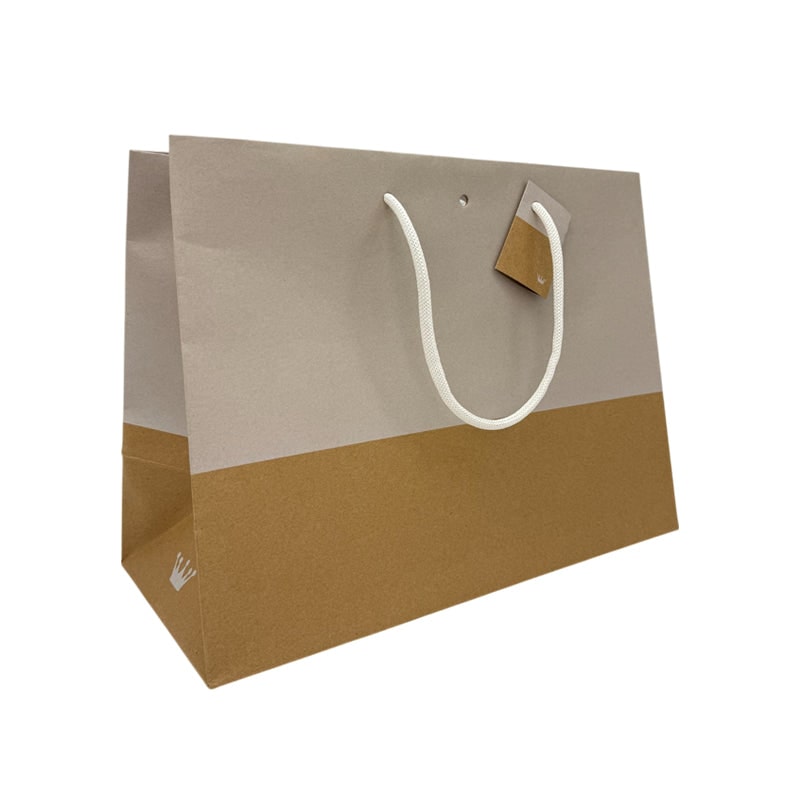 Luxus-Tüte L'Exceptionnel-Linie aus braunem und weißem Kraftpapier Griffe 39 + 18 x 29 cm Kordeln je 60 - Gimex