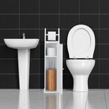 thumbnail of Relaxdays Toilettenpapierhalter stehend, schmal, für 5 Ersatzrollen, Bad Seitenschrank, MDF, HBT 78,5 x 20 x 18 cm, weiß