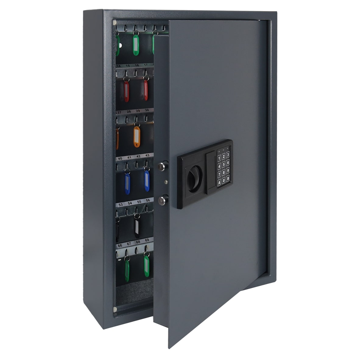 HMF Schlüsseltresor mit Zahlencode, Schlüsselsafe mit Elektronikschloss, 132 Haken, 66,5 x 43 x 13 cm, Anthrazit