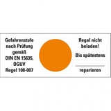 thumbnail of Dreifke® Hinweisetikett Gefahrenstufe orange, Regal nicht beladen!Folie, 100x40mm, 5/Bogen