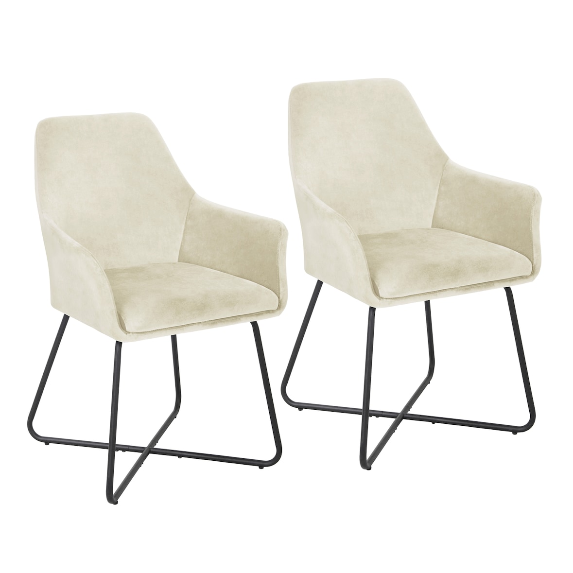 SVITA JOSIE Dining set van 2 eetkamerstoelen Keukenstoelen Gestoffeerde stoelen stoffen bekleding wit