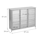 thumbnail of Badezimmerschrank HWC-B18, Badschrank Regal Badregal Kommode, 3 Türen Bambus 81x97x34cm