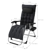 thumbnail of Hauki Sonnenliege klappbar Schwarz, Zero Gravity Relaxliege mit Polster & Getränkehalter, wetterfeste Gartenliege mit verstellbarer Rückenlehne