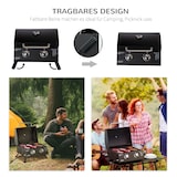 thumbnail of Gasgrill Stahl Schwarz 55x46,5x41 cm, 2 Brenner, Deckel, klappbare Beine