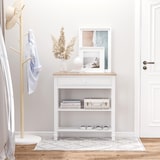 thumbnail of HOMCOM Mesa consola com 2 prateleiras 1 Gaveta Retro Removível 75,6x27,5x80,5 cm Branco