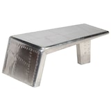 thumbnail of Mesa de centro estilo aviador vintage de aluminio