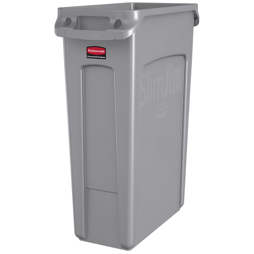 Rubbermaid Slim Jim Mülleimer mit Belüftungskanälen | 87 Liter, HxBxT 76,2x28x56cm | Grau von PROREGAL