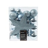 thumbnail of 33 Weihnachtskugeln Kunststoff mit Christbaumstern Set bruchsicher Christbaumkugeln Weihnachtsbaumkugeln Christbaumspitze Christbaumschmuck Eisblau