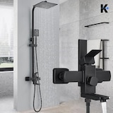 thumbnail of LANA | Conjunto de chuveiro de chuva de aço inoxidável preto fosco premium | Torneiras de design sistema de chuveiro | completa com chuveiro de mão