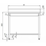 thumbnail of Romux® Edelstahltisch für Gastronomie zur Wandmontage ohne Regal 2000x800x850 mm Zerlegbar | Arbeitstisch aus Edelstahl Korrosionsbeständig