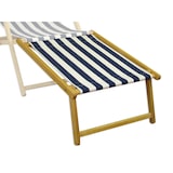 thumbnail of Holz-Liegestuhl Gartenliege mit viel Zubehör nach Wahl Stofffarbe blau-weiß V-10-317N