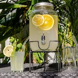 thumbnail of Intirilife Getränkespender 4 Liter aus Glas mit Zapfhahn und Gestell - 17 x 41.5 cm Wasserspender Saftspender