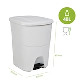 thumbnail of aro Cestino per rifiuti, 40 L, con pedale, 2 scomparti, bianco