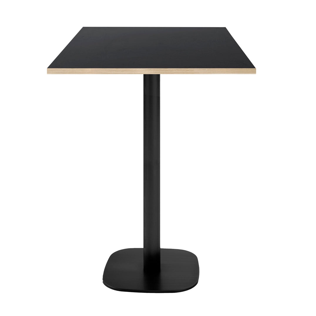 Restootab - Mesa alta 60x60cm - modelo Round preto bordas madeira