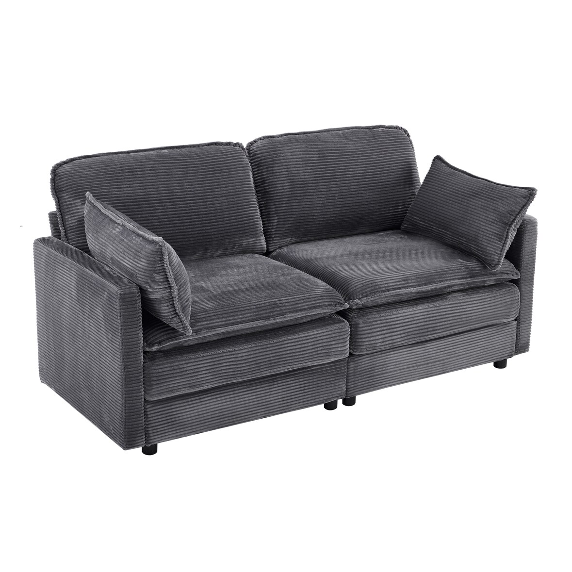 2-Sitzer-Sofa 85x176x75 Modernes Design, bequeme Sitzfläche, Holzrahmen, Kord-Stoff, Wohnzimmer Couch, Grau