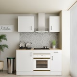 thumbnail of Cucina Componibile Completa Da 160 Cm Moderna con Cassetti Ammortizzati Piedini Regolabili Moduli Pensili Facile Da Installare Bianco Lucido e Rovere
