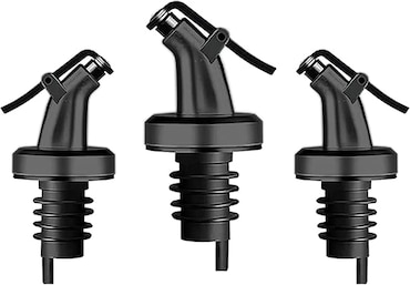 Tuit voor flessen zilverglans met plastic dop in een set van 3