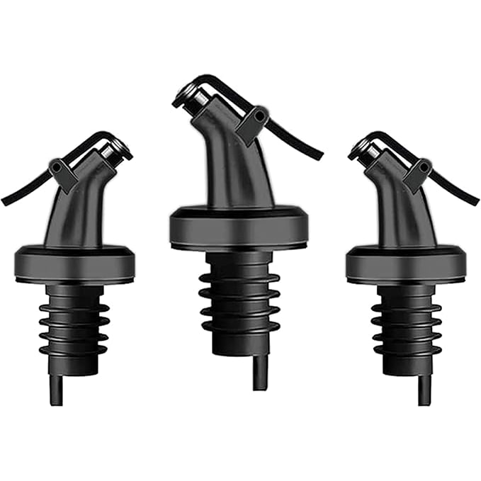 Tuit voor flessen zilverglans met plastic dop in een set van 3