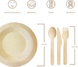thumbnail of WISEFOOD 80-Teilig (20 Teller & 20 Messer,20 Gabel, 20 Löffel) - Birkenholz Einweg Besteck Set mit Holzteller
