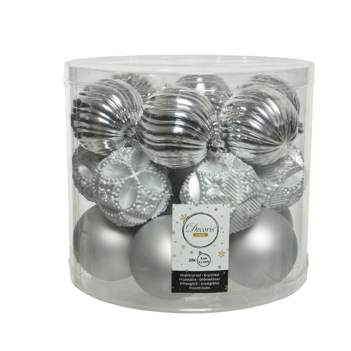 20 Weihnachtskugeln 8cm Kunststoff Ornamente Mix Weihnachtsbaum Christbaumkugeln