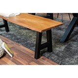 thumbnail of Sitzbank Baumkante 140 cm nussbaum massiv Akazie A-Gestell schwarz