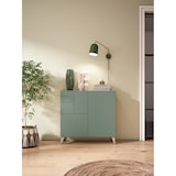 thumbnail of HERDASA, Zapatero modelo SUNNE en melamina, en color nogal claro con frente verde