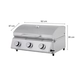 thumbnail of Tarrington House Barbacoa de gas de sobremesa de 3 quemadores Cathan, acero inoxidable, 62 x 47 x 35 cm, 6.6 kW, con rejilla, plata