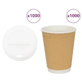 thumbnail of DELUKE® Gewellte Pappbecher Braun 1000 Stück Mit Deckel - 300ml Einwegbecher Getränkebecher Pappe Becher Einweg Kaffeebecher Teebecher Partybecher