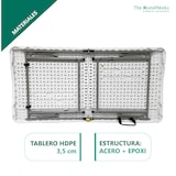 thumbnail of Mesa dobrável sólida para uso público, 120 x 60 x 48/61/74 cm, altura ajustável. Portátil, tampo de mesa em HDPE, The HomeWeeks