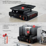 thumbnail of EVOCAMP Gaskocher 1-flammig mit Grillplatte BBQ inkl. Tragekoffer für 227g Gaskartuschen – Ideal für Kochen unterwegs