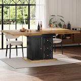 thumbnail of Esstisch ausziehbar 75x140x80 cm mit Stauraum, Tür, Schubladen, MDF Metall, Holzoptik Naturholz, für Küche, Esszimmer, Balkon