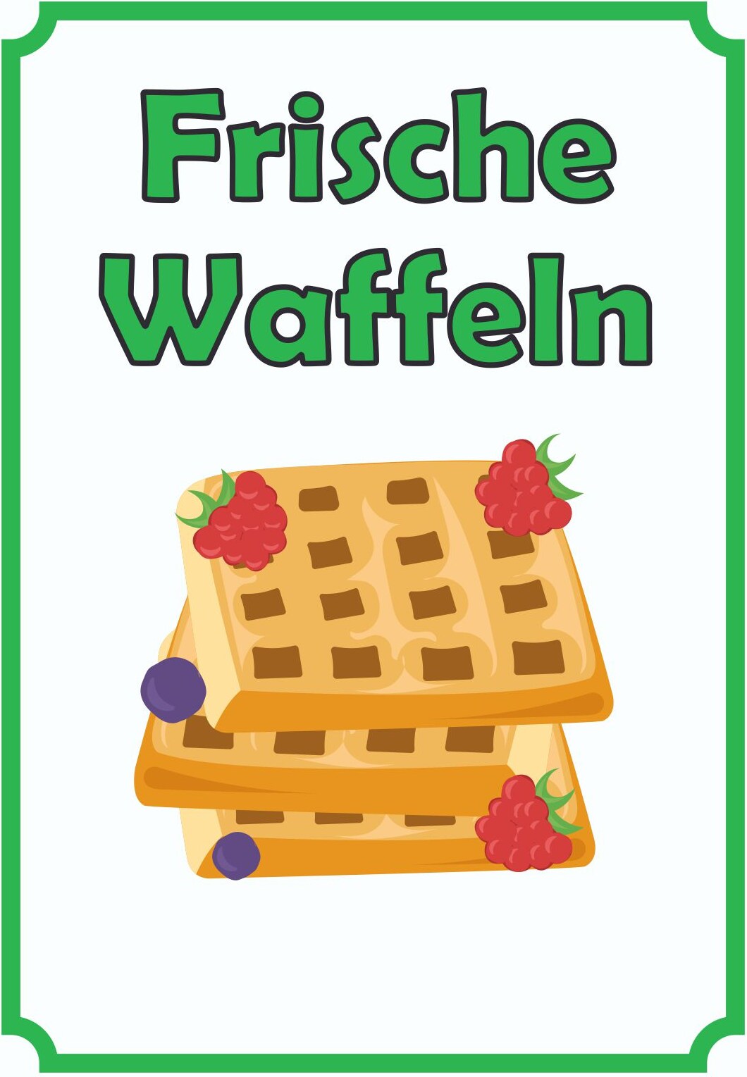 Frische Waffeln Schild Hochkant A4 Rückseite selbstklebend
