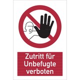 thumbnail of Verbotsschild, Kombischild, Zutritt für Unbefugte verboten - DIN 4844 - 150x200 mm Folie selbstklebend