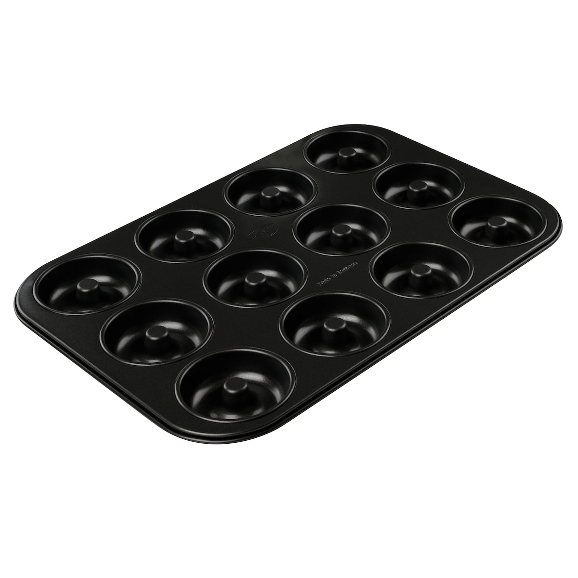 Dr. Oetker Tradition Molde Repostería, 12 Cavidades con Saliente Central para Hacer Donuts, Rosquillas Y Bagels, Acero con Revestimiento