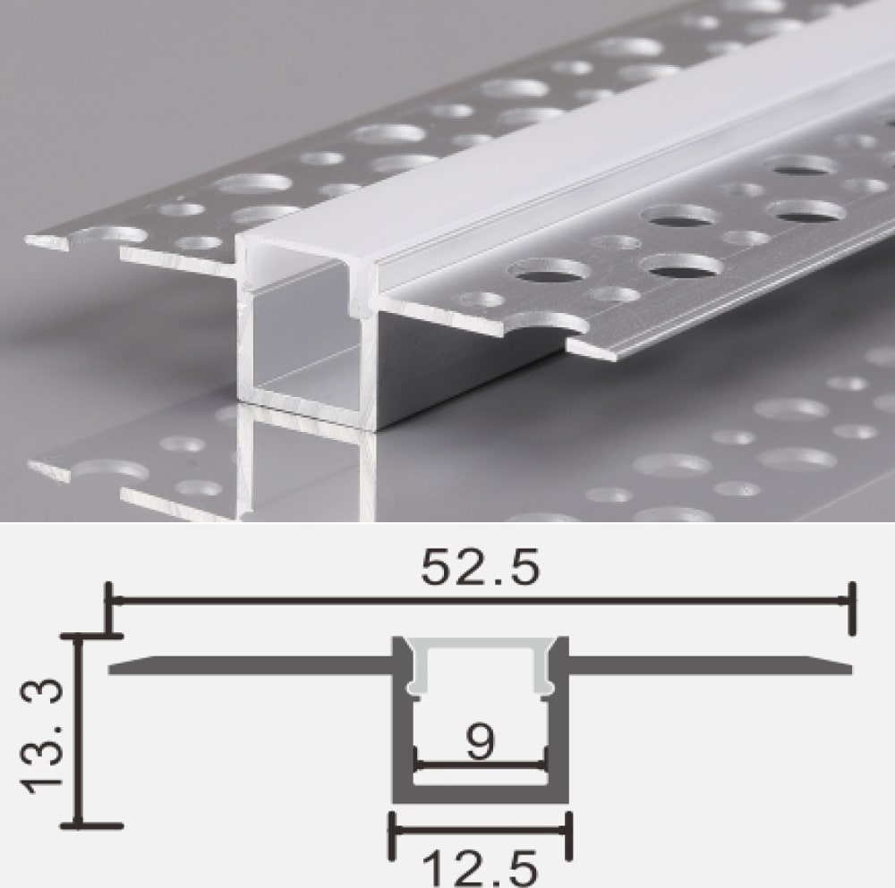 2m LED Alu Profil Unterputz Rigips Trockenbau Schiene Kanalprofil mit Milchglas Abdeckung Kanal System für LED-Streifen Profil Q
