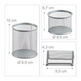 thumbnail of Relaxdays Schreibtisch Organizer 6er Set, Ablage Visitenkarten, Zettelbox, Briefablage, Stifteköcher, Mülleimer, silber