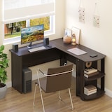 thumbnail of HOMCOM Mesa de Ordenador PC Escritorio para Oficina Hogar Tipo Esquinera Forma L con Estantes 136x130x72cm Madera