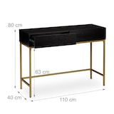 thumbnail of Relaxdays Konsolentisch, 2 Schubladen, Sideboard Flur, Wohnzimmer, Ablagetisch Holzoptik, HBT 80x110x40 cm, schwarz/gold