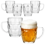 thumbnail of 6x Dublin Bierkrug 400ml mit Relief & Henkel Bierhumpen klar 0,4L aus Glas