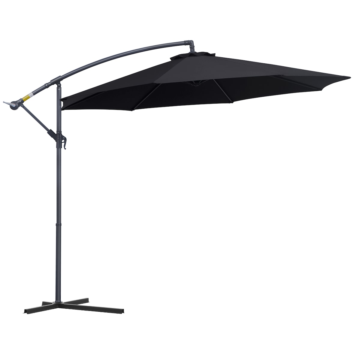 Sombrilla de Jardín Ø295x245 cm Parasol Excéntrico Inclinable con Manivela Base Cruzada y Soporte de Metal 8 Varillas para Terraza Exterior Balcón