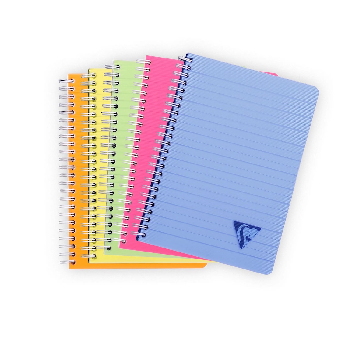 Clairefontaine 5x Linicolor FRESH, Notizheft mit Doppelspirale DIN A5, 90 Blatt 90g, liniert, Einband aus gerilltem Polypropylen - Sortiert 328546C