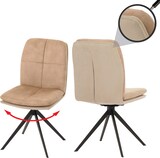 thumbnail of 2er-Set Esszimmerstuhl HWC-M68, Küchenstuhl Lehnstuhl, drehbar Auto-Position, Metall Stoff/Textil ~ beige