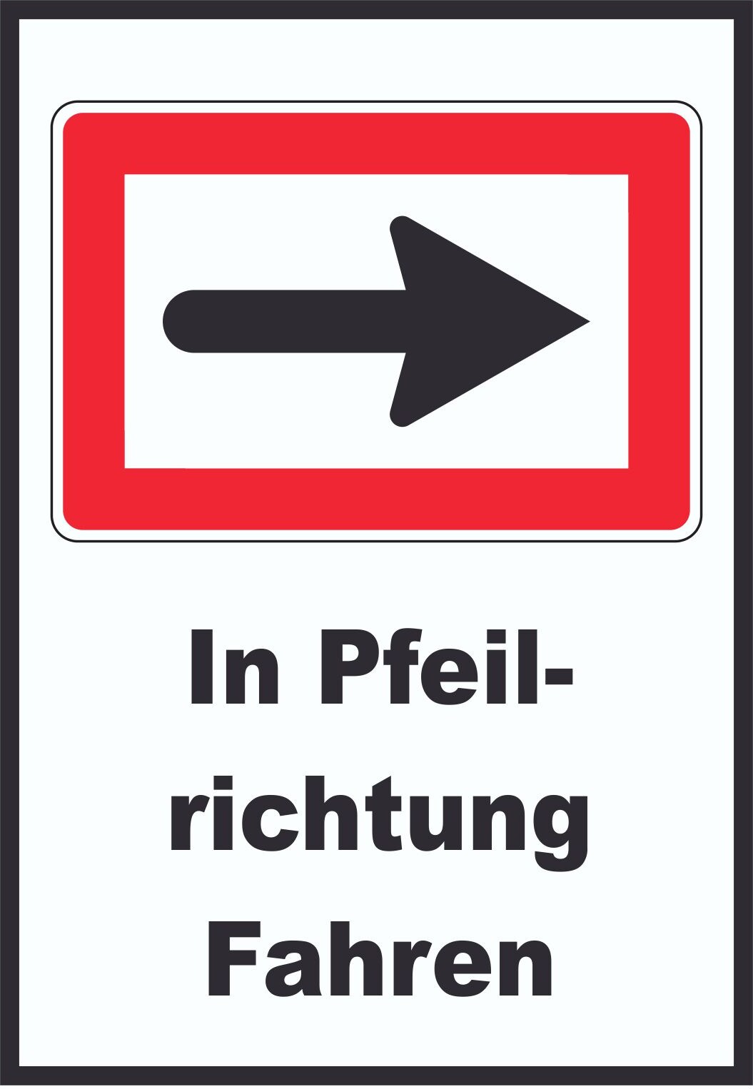 In Pfeilrichtung fahren rechts Symbol und Text A1 Rückseite selbstklebend