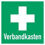 thumbnail of Aufkleber Hinweis auf Erste Hilfe Verbandkasten quadratisch, Folie, 250x250 mm