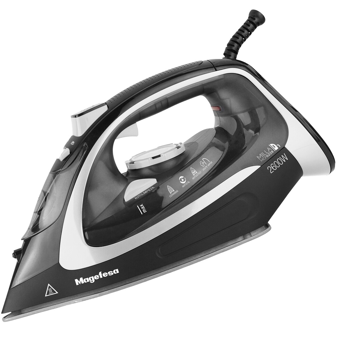Magefesa Milla - Plancha de Ropa, Suela Cerámica, 2600W, Deposito de 300ml, Antical, Autolimpieza, Planchado en Seco y en Vapor, Planchado Vertical