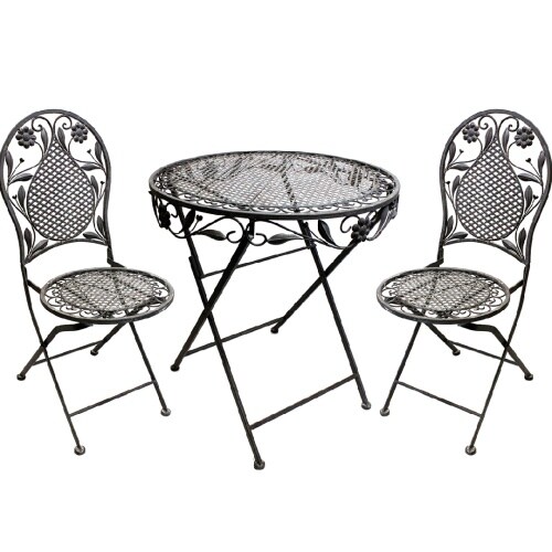 Terrassen Set Gartenset Bistroset Sitzgruppe Gartenmöbel klappbar Deko grau 3tlg. : Grau