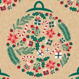 thumbnail of Clairefontaine Geschenkpapierrolle Kraft 70g, 5x0,70m, Christbaumkugeln - Mehrfarbig 223899C