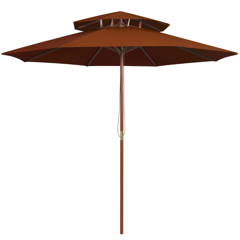 Helloshop26 - Parasol double avec mât en bois terre cuite 270 cm 02_0008444