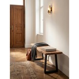 thumbnail of Garderobenbank 120x40x45,5 cm Akazie Massivholz / Metall mit Baumkante, Sitzbank Flur Holzbank Massiv ohne Lehne, Flurbank Modern Eingangsbereich